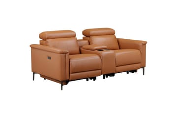 Lund 2-personers Reclinersofa 194 cm med Opbevaring i Læder - Brun - Møbler - Sofaer - Recliner sofaer - 2 personers biografsofa & reclinersofa
