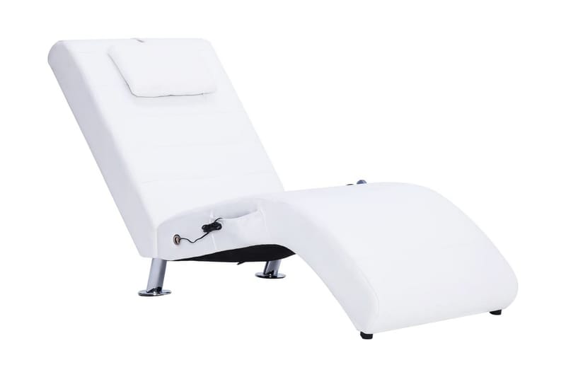 Massagechaiselong Med Pude Kunstlæder Hvid - Hvid - Massagestol