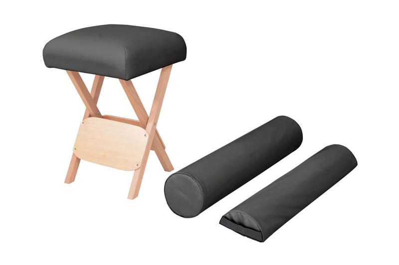 foldbar massagestol med 12 cm tykt sæde og 2 puder sort - Sort - Massagestol