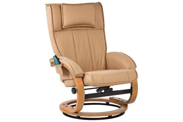Massagestol Majestic - Brunt, lyst træ - Møbler - Stole & lænestole - Lænestole - Læderstol