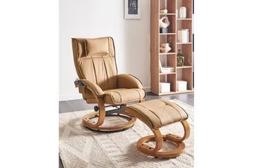 Massagestol Majestic - Brunt, lyst træ - Møbler - Stole & lænestole - Lænestole - Læderstol