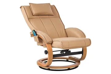 Massagestol Majestic - Brunt, lyst træ - Møbler - Stole & lænestole - Lænestole - Læderstol