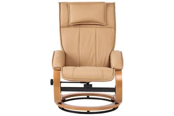 Massagestol Majestic - Brunt, lyst træ - Møbler - Stole & lænestole - Lænestole - Læderstol