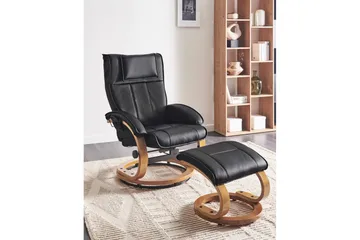 Massagestol Majestic - Sort, lyst træ - Møbler - Stole & lænestole - Lænestole - Læderstol