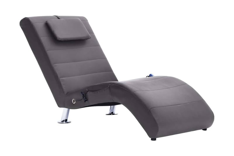 Massagechaiselong Med Pude Kunstlæder Grå - Grå - Møbler - Stole & lænestole - Lænestole - Massagestol