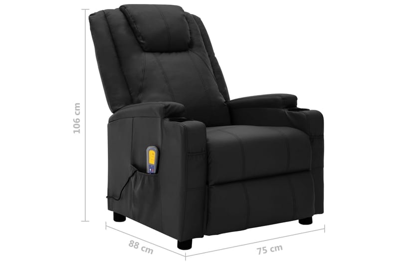 Massagestol kunstlæder sort - Sort - Møbler - Stole & lænestole - Lænestole - Massagestol