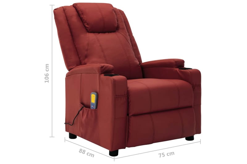 Massagestol kunstlæder vinrød - Rød - Møbler - Stole & lænestole - Lænestole - Massagestol