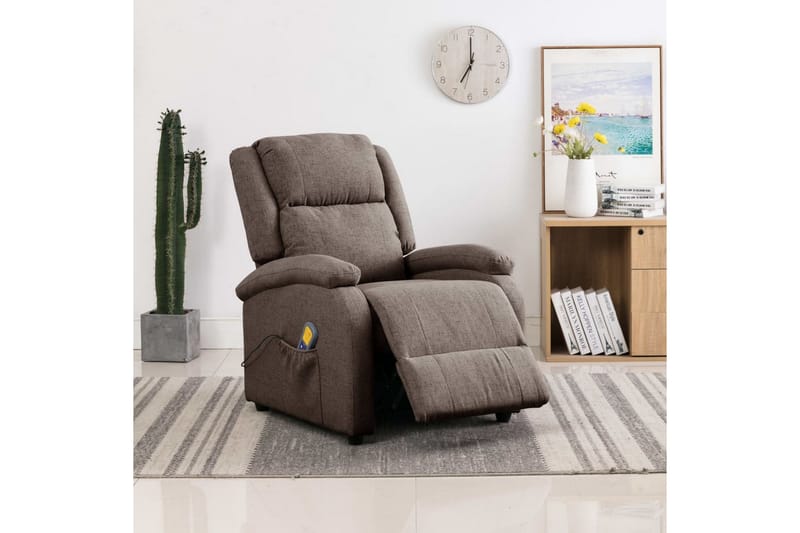 massagestol stof gråbrun - Gråbrun - Møbler - Stole & lænestole - Lænestole - Massagestol