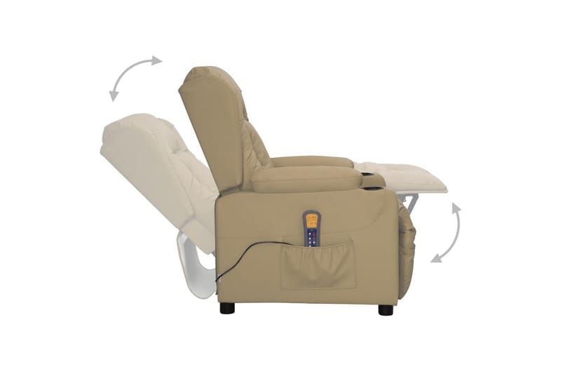 massagestol med løftefunktion kunstlæder cappuccinofarvet - Brun - Møbler - Stole & lænestole - Lænestole - Massagestol