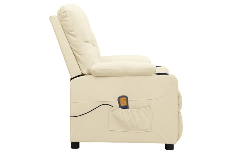 massagestol med løftefunktion kunstlæder cremefarvet - Creme - Møbler - Stole & lænestole - Lænestole - Massagestol