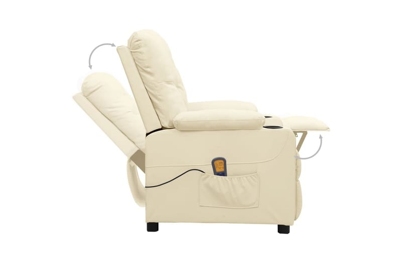 massagestol med løftefunktion kunstlæder cremefarvet - Creme - Møbler - Stole & lænestole - Lænestole - Massagestol
