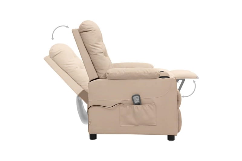 massagestol med løftefunktion stof cremefarvet - Creme - Møbler - Stole & lænestole - Lænestole - Massagestol