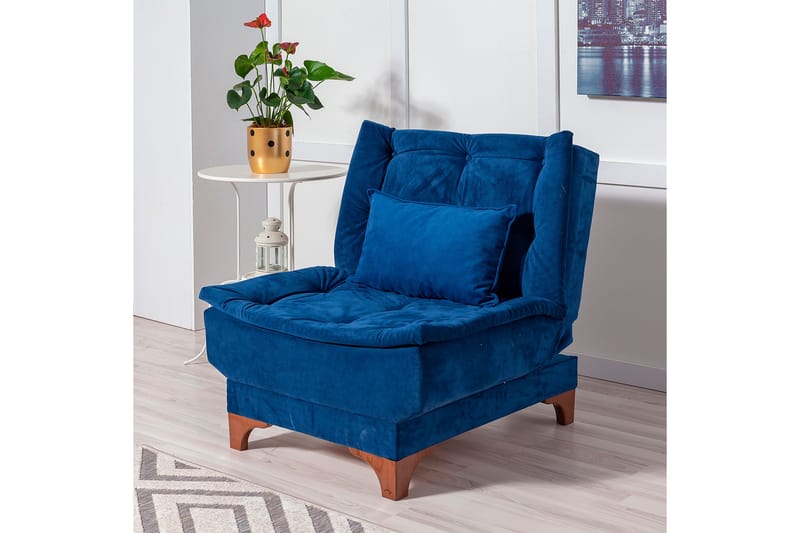 Mathenia lænestol med armlæn - Blå - Lænestole