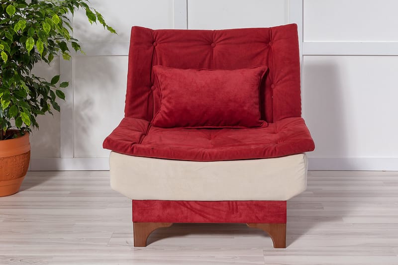 Mathenia lænestol med armlæn - Rød / Hvid - Lænestole