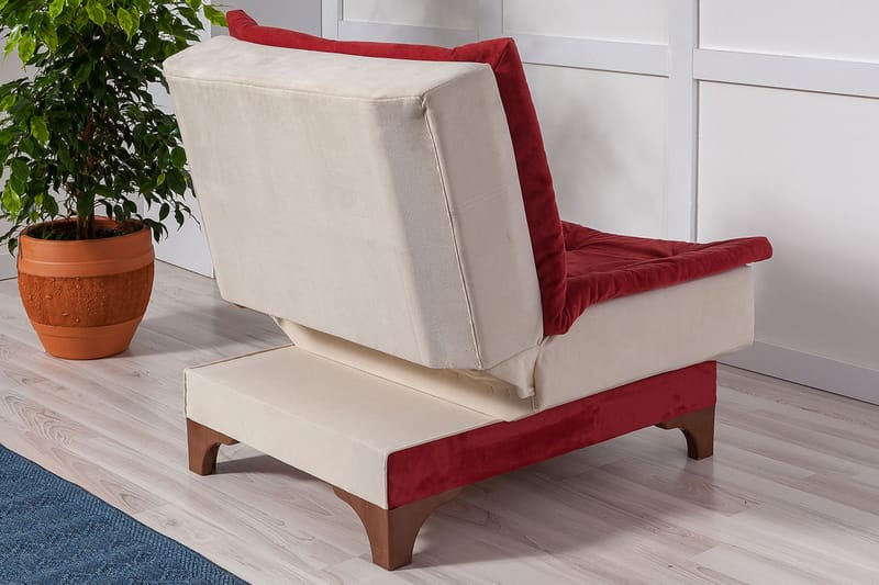 Mathenia lænestol med armlæn - Rød / Hvid - Lænestole