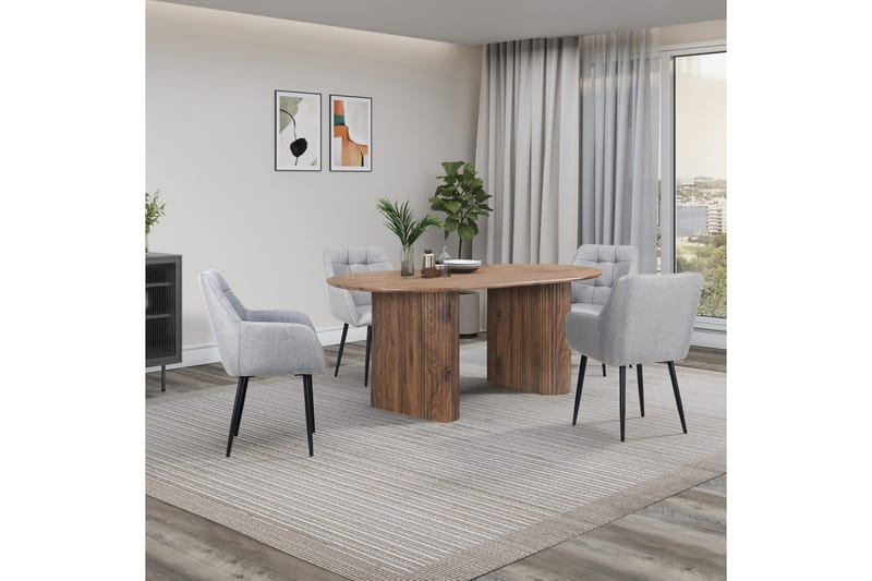 Lænestole (med armlæn) Loft24 Bostony armstol Grå - Møbler - Stole & lænestole - Spisebordsstole & køkkenstole
