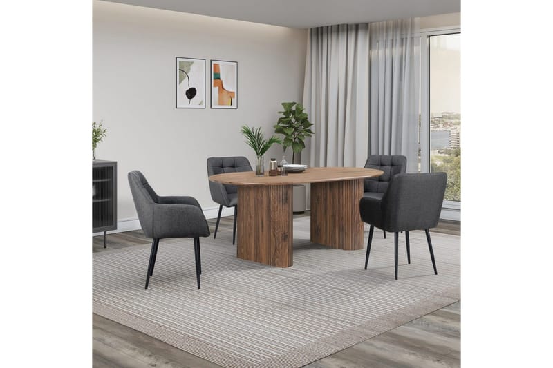 Lænestole (med armlæn) Loft24 Bostony armstol Mørkegrå - Møbler - Stole & lænestole - Spisebordsstole & køkkenstole