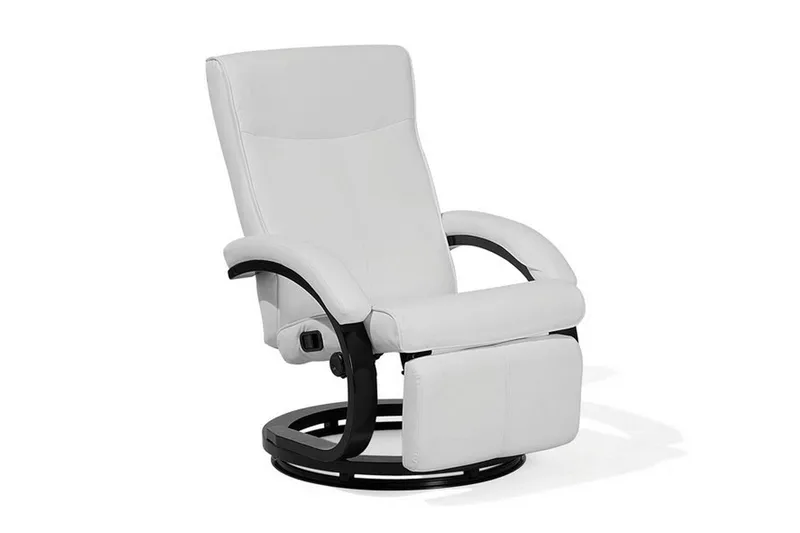 Might Oval Recliner Lænestol i Kunstlæder med Metalstel, Hvid