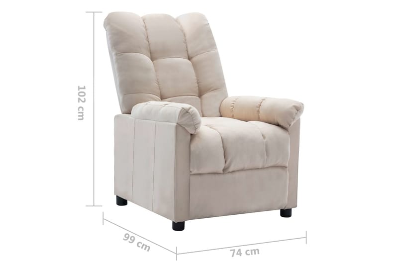 Lænestol Med Push Back-Funktion Stof Cremefarvet - Møbler - Stole & lænestole - Lænestole - Recliner lænestol