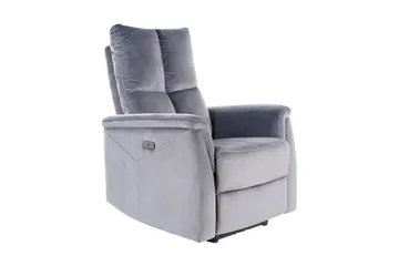 Neptu Reclinerlænestol Elektrisk - Velour/Grå - Møbler - Stole & lænestole - Lænestole - Recliner lænestol