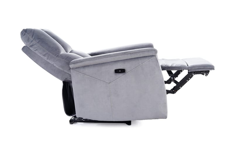 Neptu Reclinerlænestol Elektrisk - Velour/Grå - Møbler - Stole & lænestole - Lænestole - Recliner lænestol