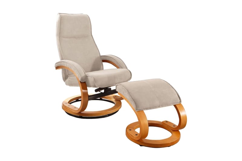 Pasha Reclinerlænestol Microfiber - Beige/træ - Recliner lænestol