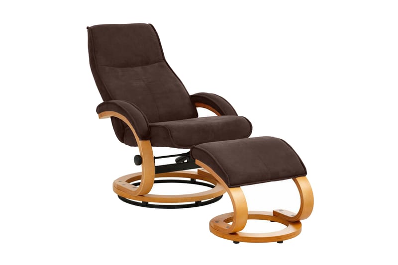 Pasha Reclinerlænestol Microfiber - Brun/Træ - Recliner lænestol