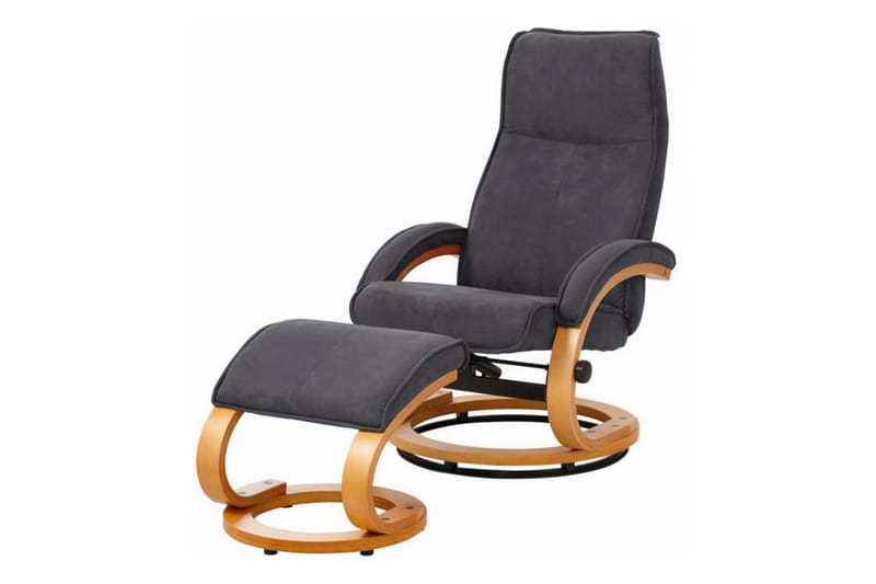 Pasha Reclinerlænestol Microfiber - Grå/træ - Recliner lænestol