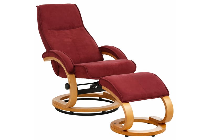 Pasha Reclinerlænestol Microfiber - rød/træ - Recliner lænestol