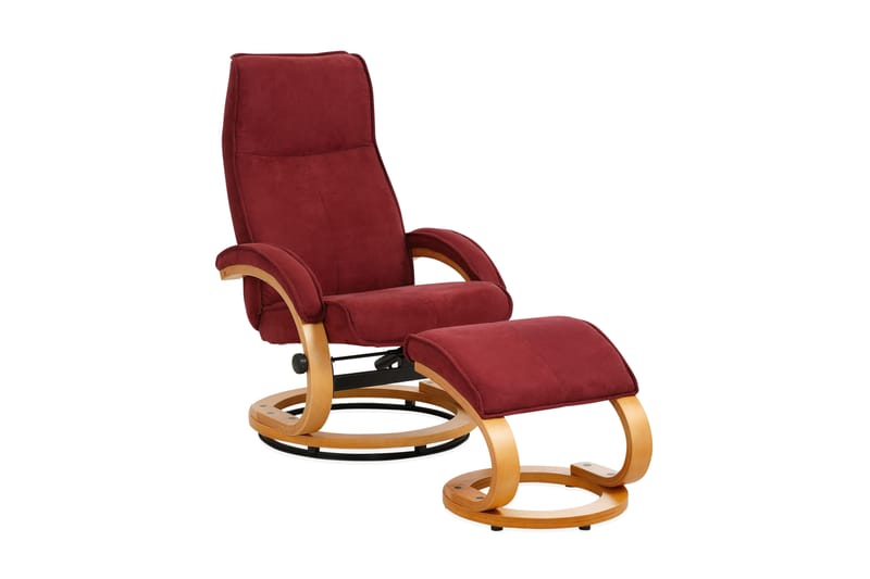 Pasha Reclinerlænestol Microfiber - rød/træ - Recliner lænestol