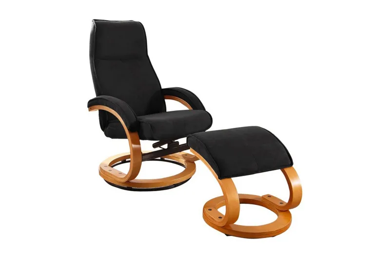 Pasha Reclinerlænestol Microfiber, sort/træ