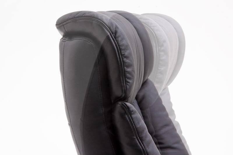 Toronto Lænestol med Puf Valnød - Læder/PVC Sort - Læderstol - Lænestol med fodskammel - Recliner lænestol