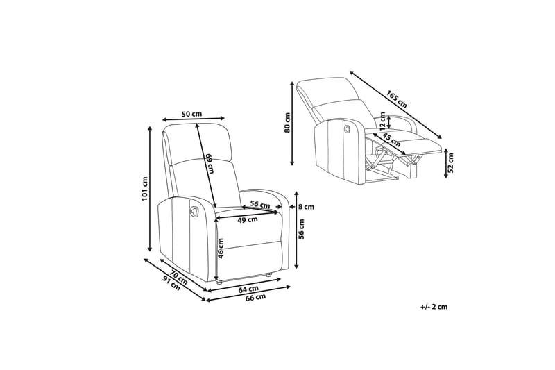 Virrat Lænestol LED-belysning + USB-port - Hvid - Møbler - Stole & lænestole - Lænestole - Recliner lænestol