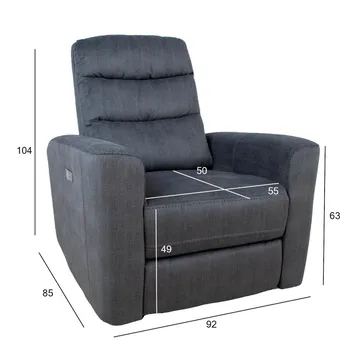 Reclinerlænestol Darvi med elektrisk mekanisme - grå velour - Møbler - Stole & lænestole - Lænestole - Recliner lænestol