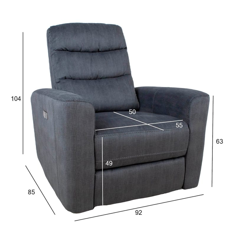 Reclinerlænestol Darvi med elektrisk mekanisme - grå velour - Møbler - Stole & lænestole - Lænestole - Recliner lænestol