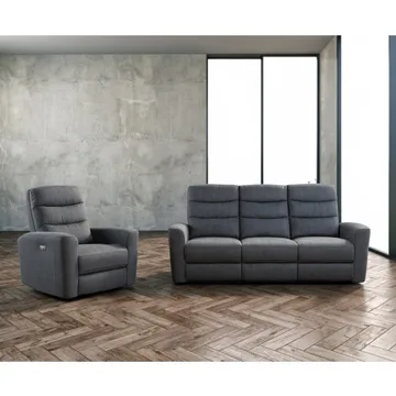 Reclinerlænestol Darvi med elektrisk mekanisme - grå velour - Møbler - Stole & lænestole - Lænestole - Recliner lænestol