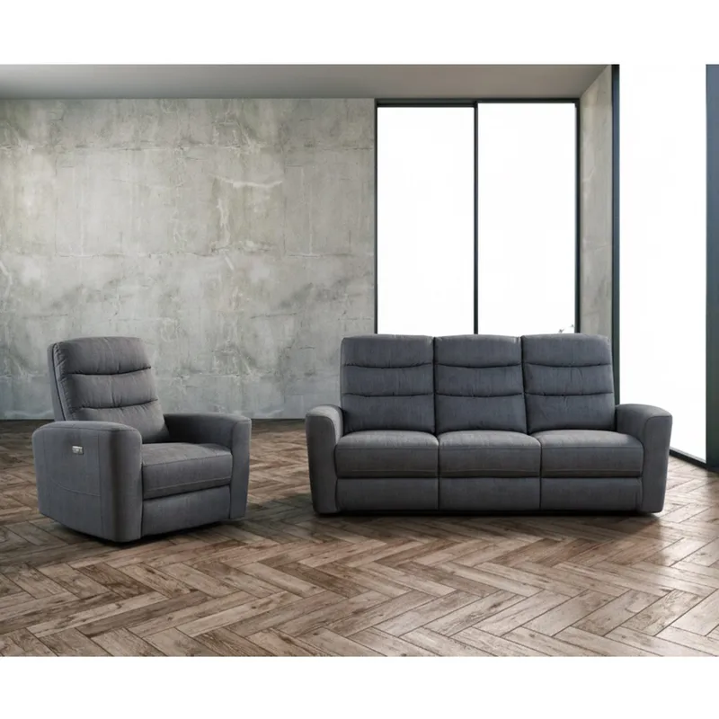 Reclinerlænestol Darvi med elektrisk mekanisme - grå velour - Møbler - Stole & lænestole - Lænestole - Recliner lænestol