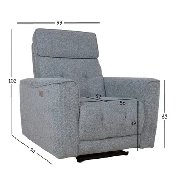 Reclinerlænestol Glendor med elektrisk mekanisme grå - Blågrå - Møbler - Stole & lænestole - Lænestole - Recliner lænestol