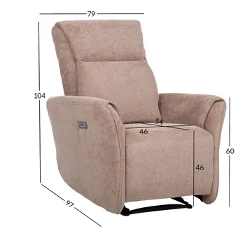 Reclinerlænestol Lavor med elektrisk mekanisme - lysebrun - Møbler - Stole & lænestole - Lænestole - Recliner lænestol
