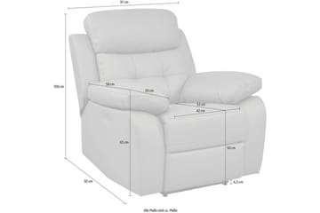 Reclinerlænestol Loft24 Lænestol Lannilis lysegrå, PU/træ/metal, elektrisk hvilestol Ljusgrå - Møbler - Stole & lænestole - Lænestole - Recliner lænestol
