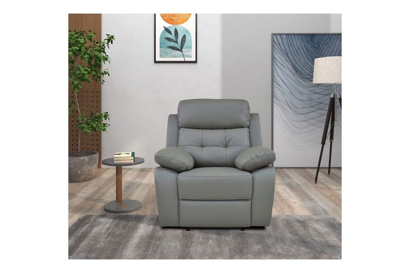 Reclinerlænestol Loft24 Lænestol Lannilis lysegrå, PU/træ/metal, elektrisk hvilestol Ljusgrå - Møbler - Stole & lænestole - Lænestole - Recliner lænestol