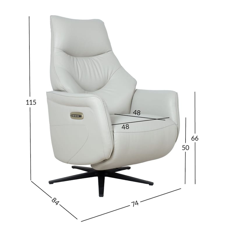 Reclinerlænestol Rosdal med elektrisk mekanisme - beige læder - Møbler - Stole & lænestole - Lænestole - Recliner lænestol