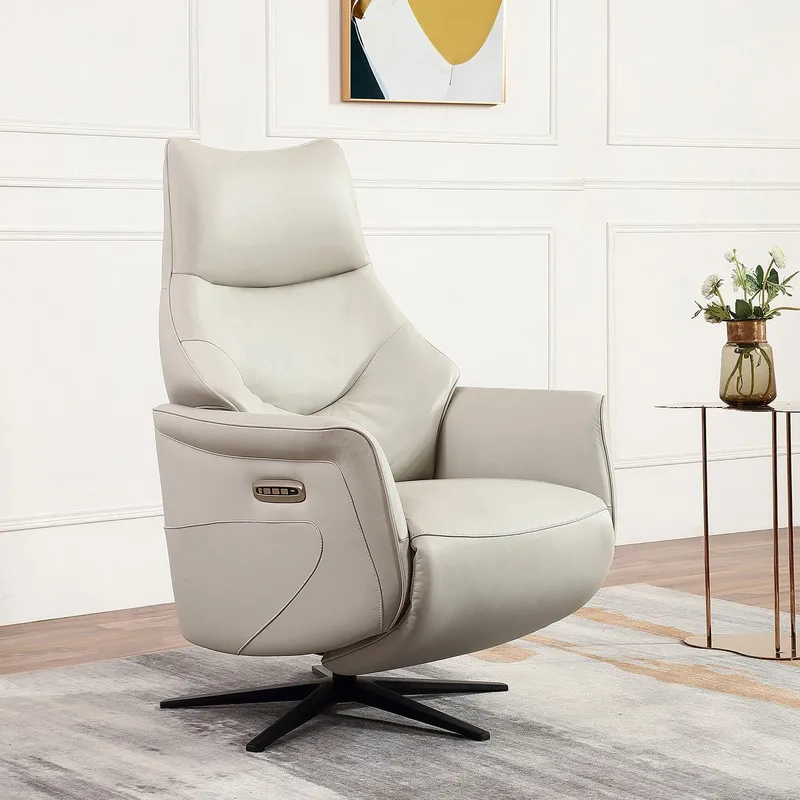 Reclinerlænestol Rosdal med elektrisk mekanisme - beige læder - Møbler - Stole & lænestole - Lænestole - Recliner lænestol