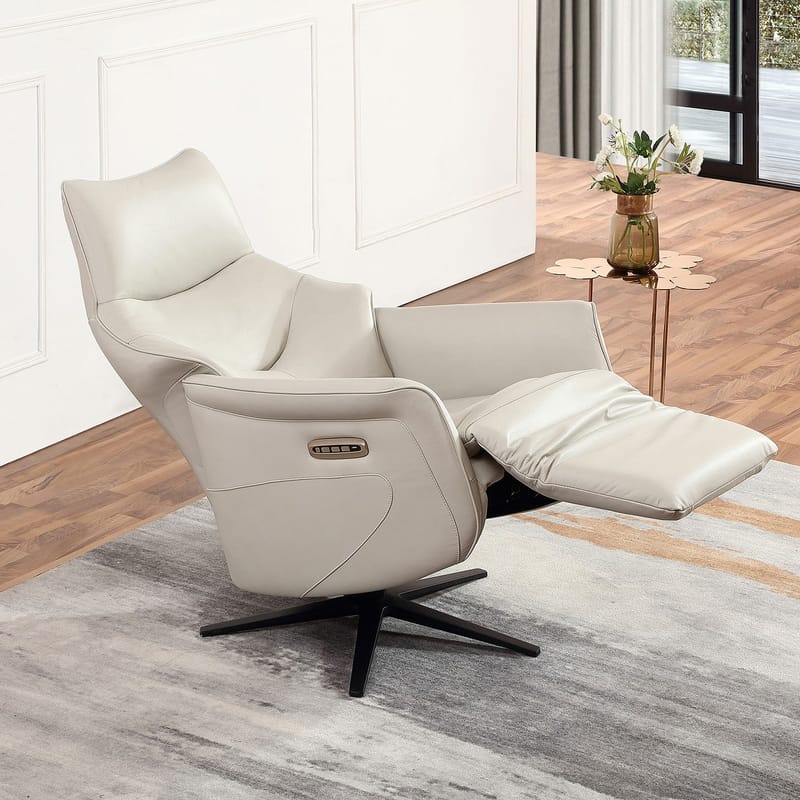 Reclinerlænestol Rosdal med elektrisk mekanisme - beige læder - Møbler - Stole & lænestole - Lænestole - Recliner lænestol