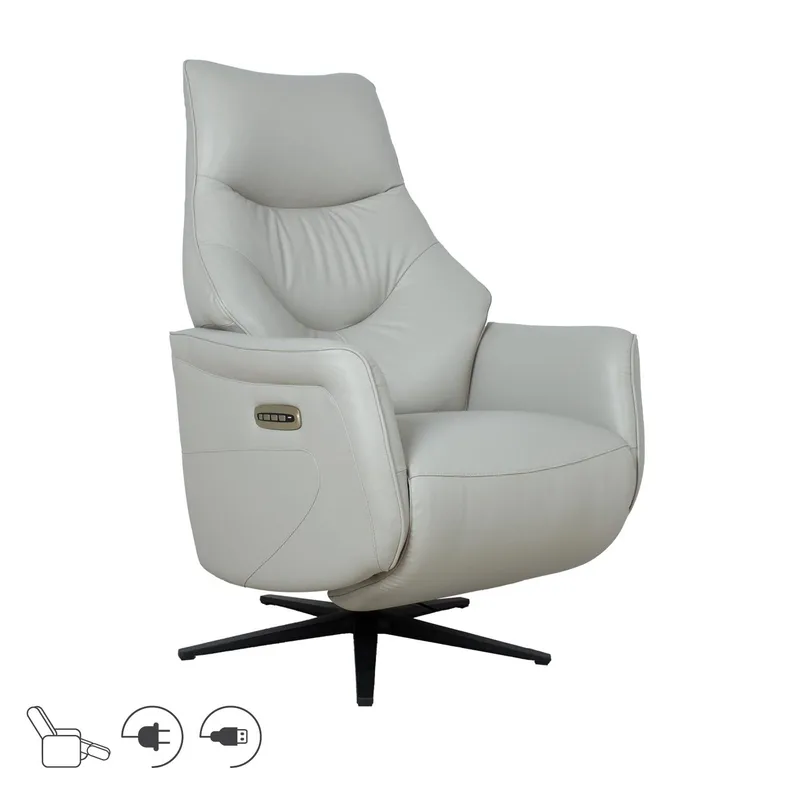 Reclinerlænestol Rosdal med elektrisk mekanisme, beige læder