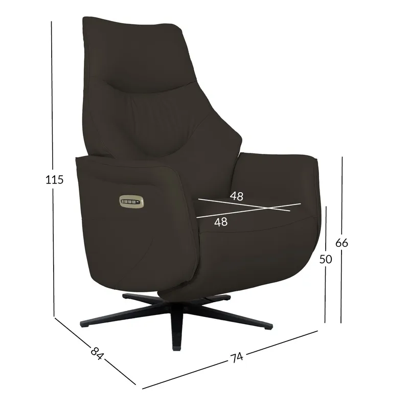 Reclinerlænestol Rosdal med elektrisk mekanisme - brunt læder - Møbler - Stole & lænestole - Lænestole - Recliner lænestol