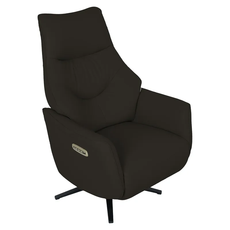Reclinerlænestol Rosdal med elektrisk mekanisme - brunt læder - Møbler - Stole & lænestole - Lænestole - Recliner lænestol
