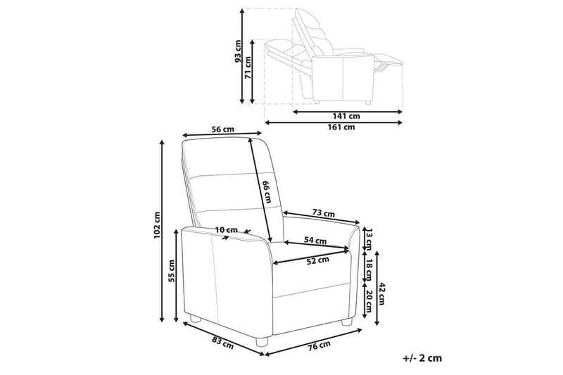 Reclinerlænestol Sande Hvid/Sort - Hvid/Sort - Møbler - Stole & lænestole - Lænestole - Recliner lænestol