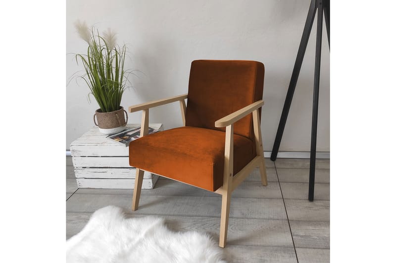 Retro Lænestol - Velour/Brun - Møbler - Stole & lænestole - Lænestole