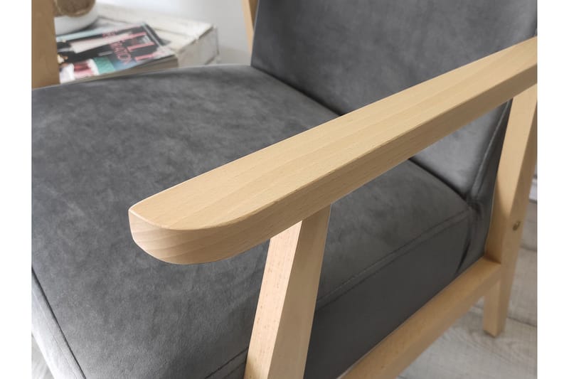 Retro Lænestol - Velour/Grå - Møbler - Stole & lænestole - Lænestole